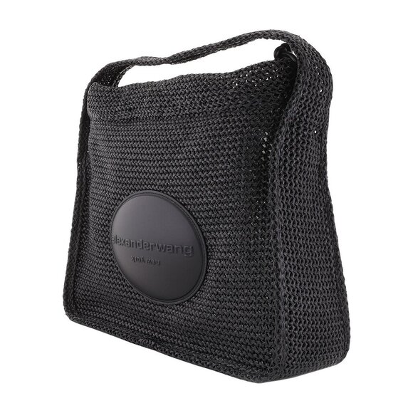 Alexander Wang Large Ryan Raffia Effect Shoulder Bag - Black - Picture 2 of 9